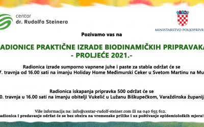 NAJAVA RADIONICA PRAKTIČNE IZRADE BIODINAMIČKIH PRIPRAVAKA – PROLJEĆE 2021.