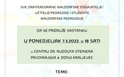 POZIV NA SASTANAK VEZAN NA AKTIVNOSTI WALDORFSKE PEDAGOGIJE