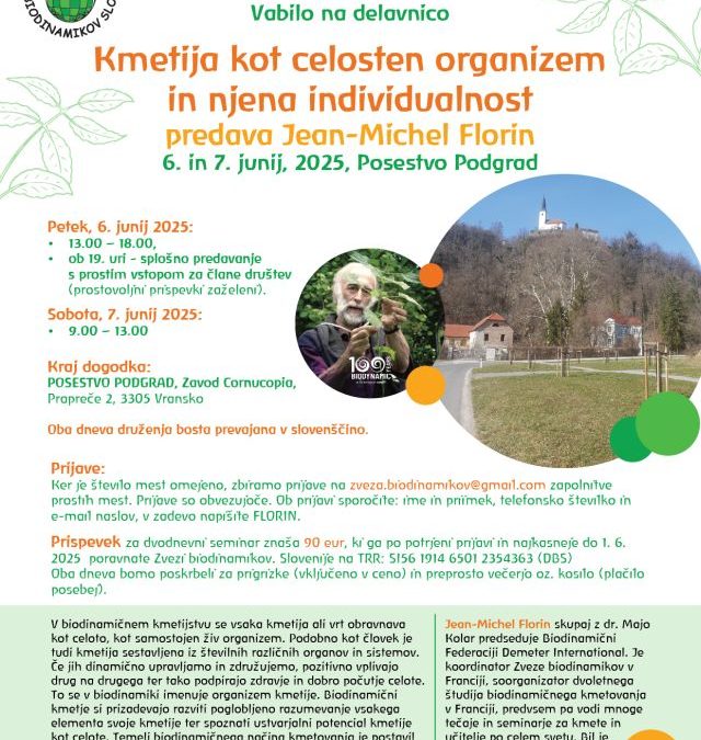 Poziv na radionicu – Imanje kao cjeloviti organizam i njegova individualnost – SLOVENIJA